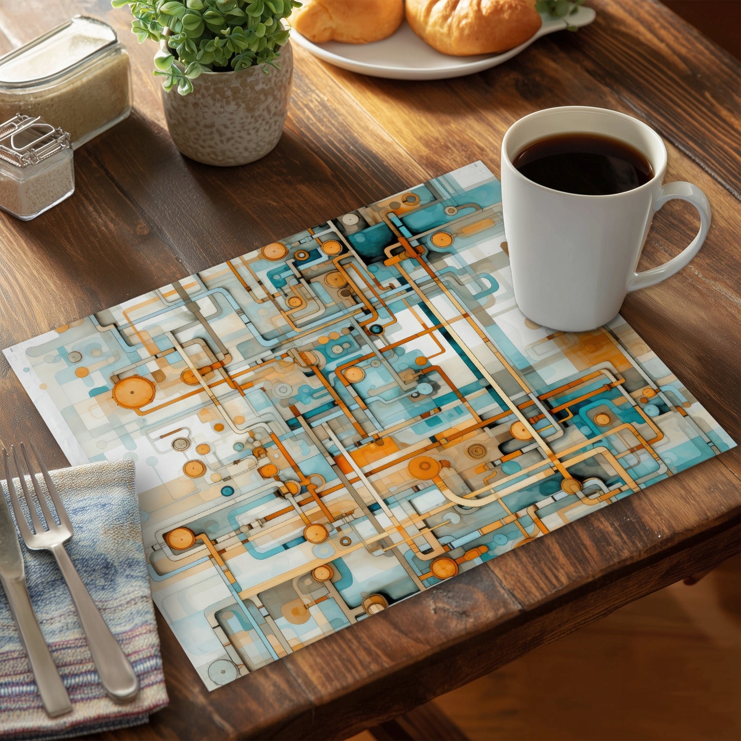 Like clockwork Turquoise Polyester Placemat | Home Decor