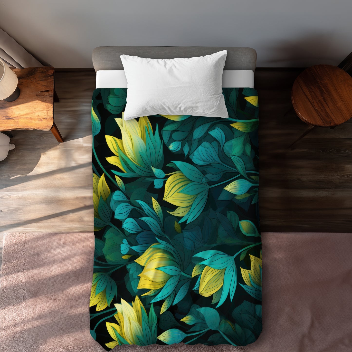 Intense Bloom Turquoise Duvet Cover | Home Decor Essentials