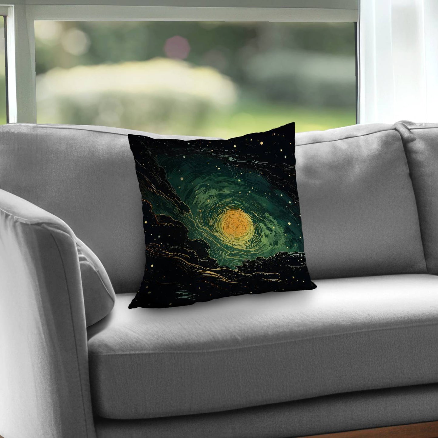 Turmoil in Space Black Poly Twill Throw Pillow | Home Decor