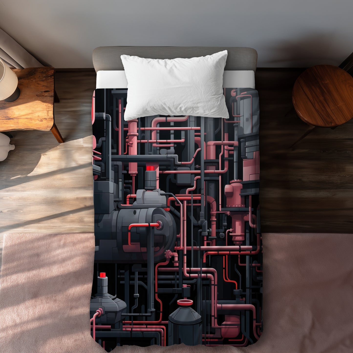 Dark pipes Black duvet cover | Stylish home decor essential