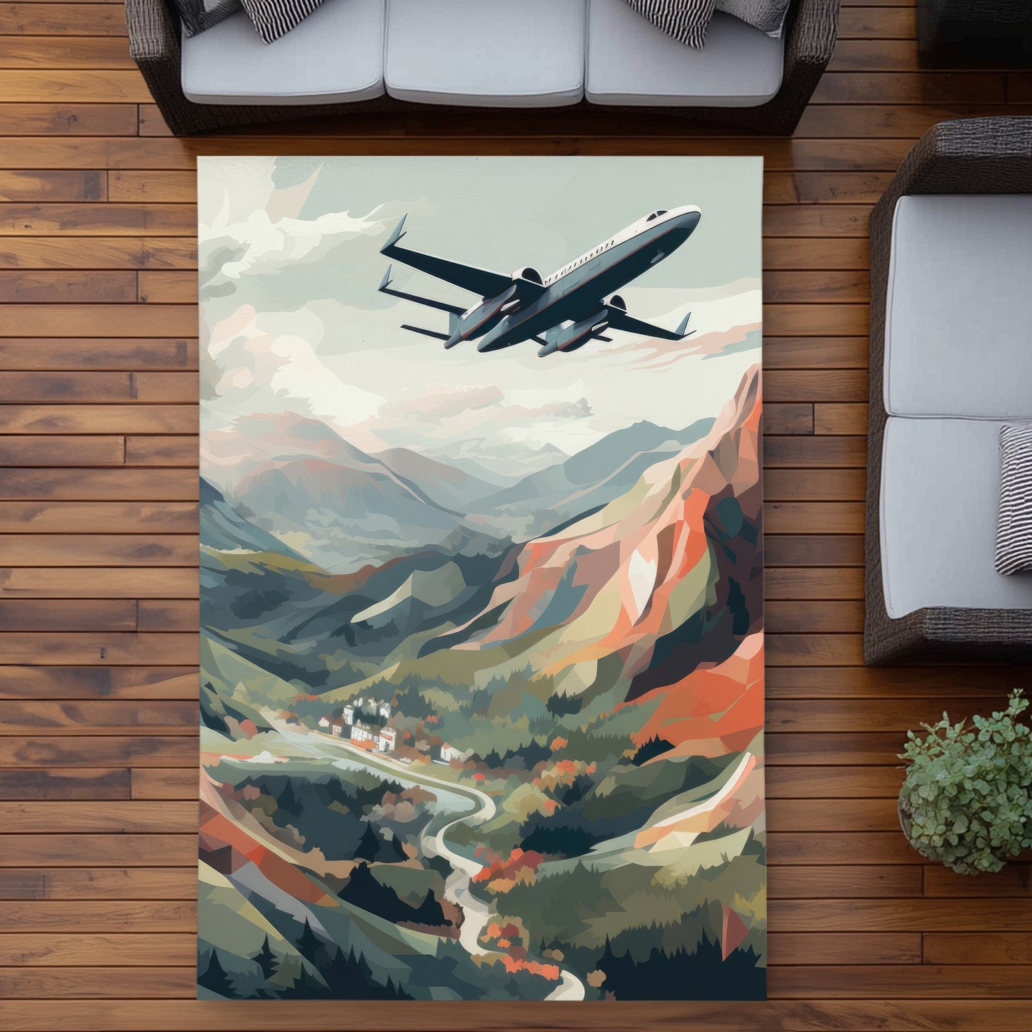 Shallow Flight Beige Outdoor Area Rug | Home Decor Essentials