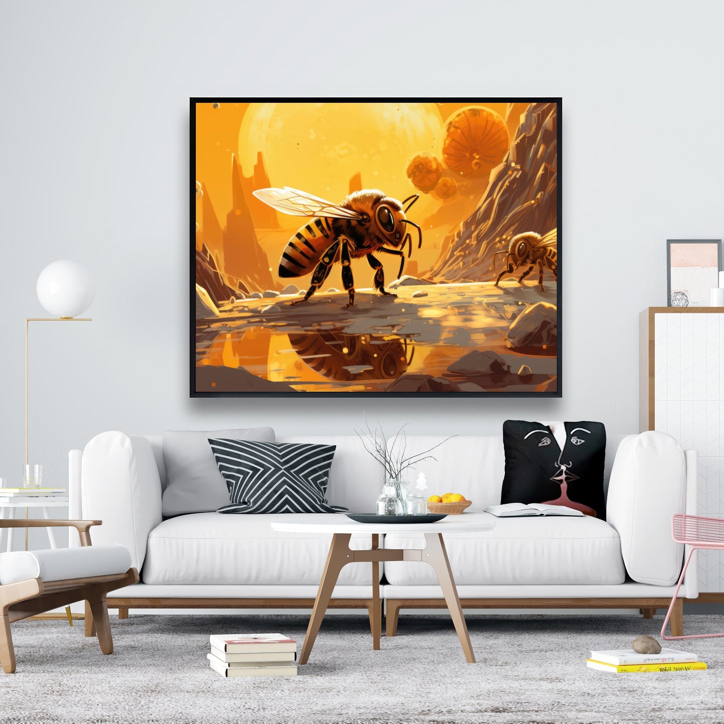 Bee world - 36"x36" Framed canvas