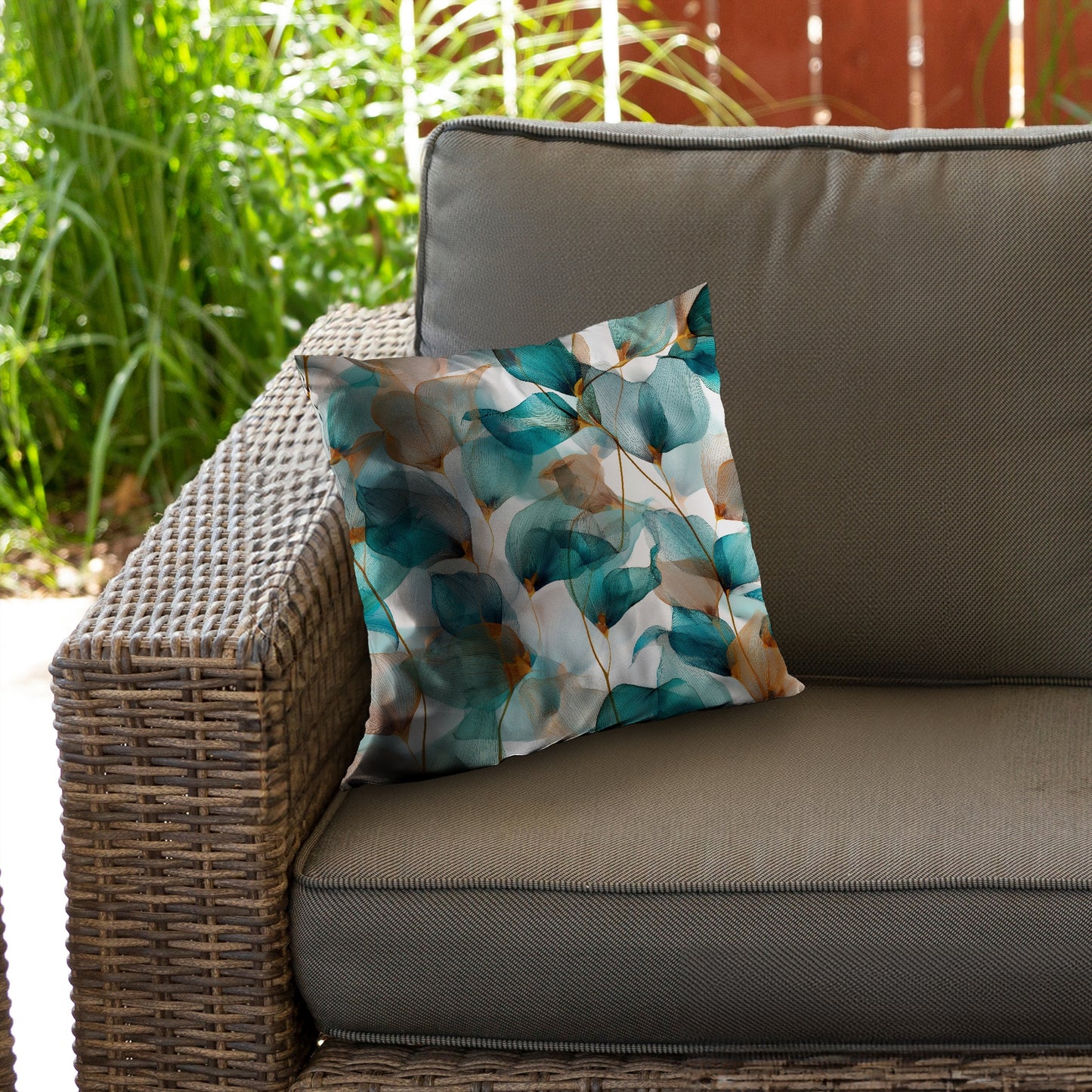 Teal and brown - Throw Pillow