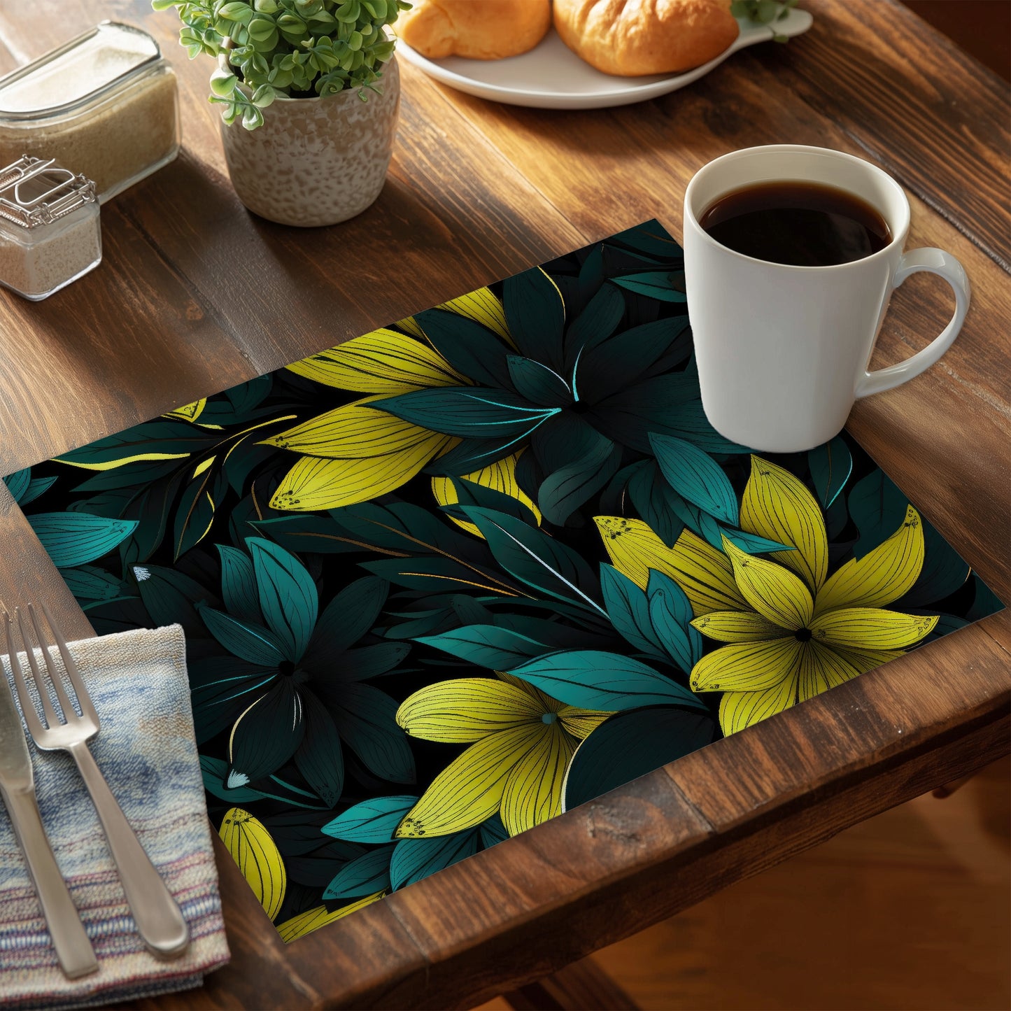 Potent Turquoise Polyester Placemat | Stylish Home Decor