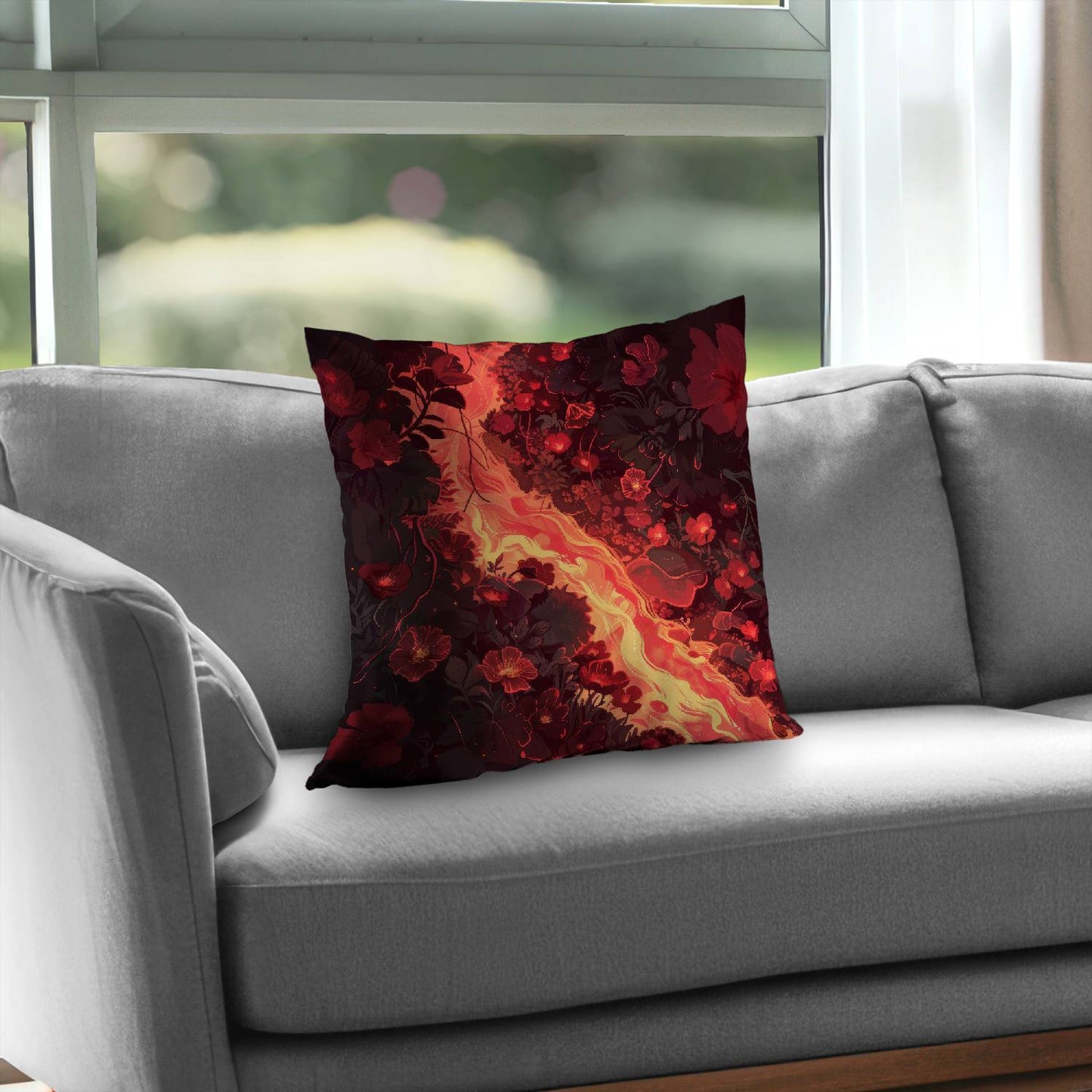 Seering Flowerbed Black Poly Twill Throw Pillow Insert | Home Decor