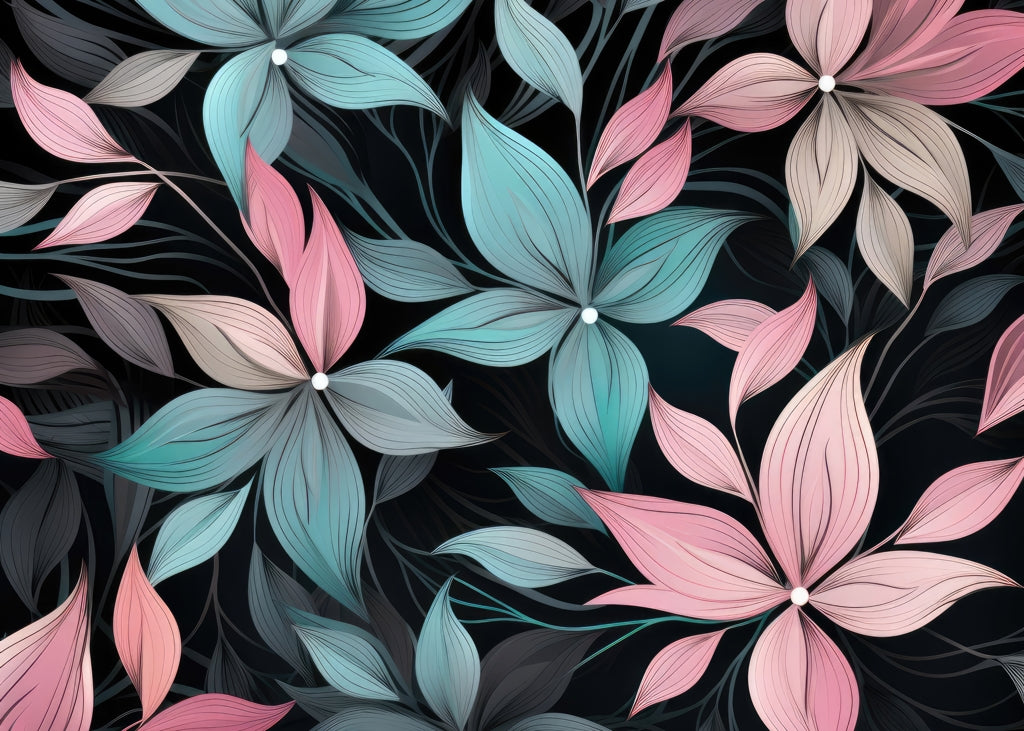 Desaturated Flowers Turquoise Door Mat | Indoor Outdoor Decor