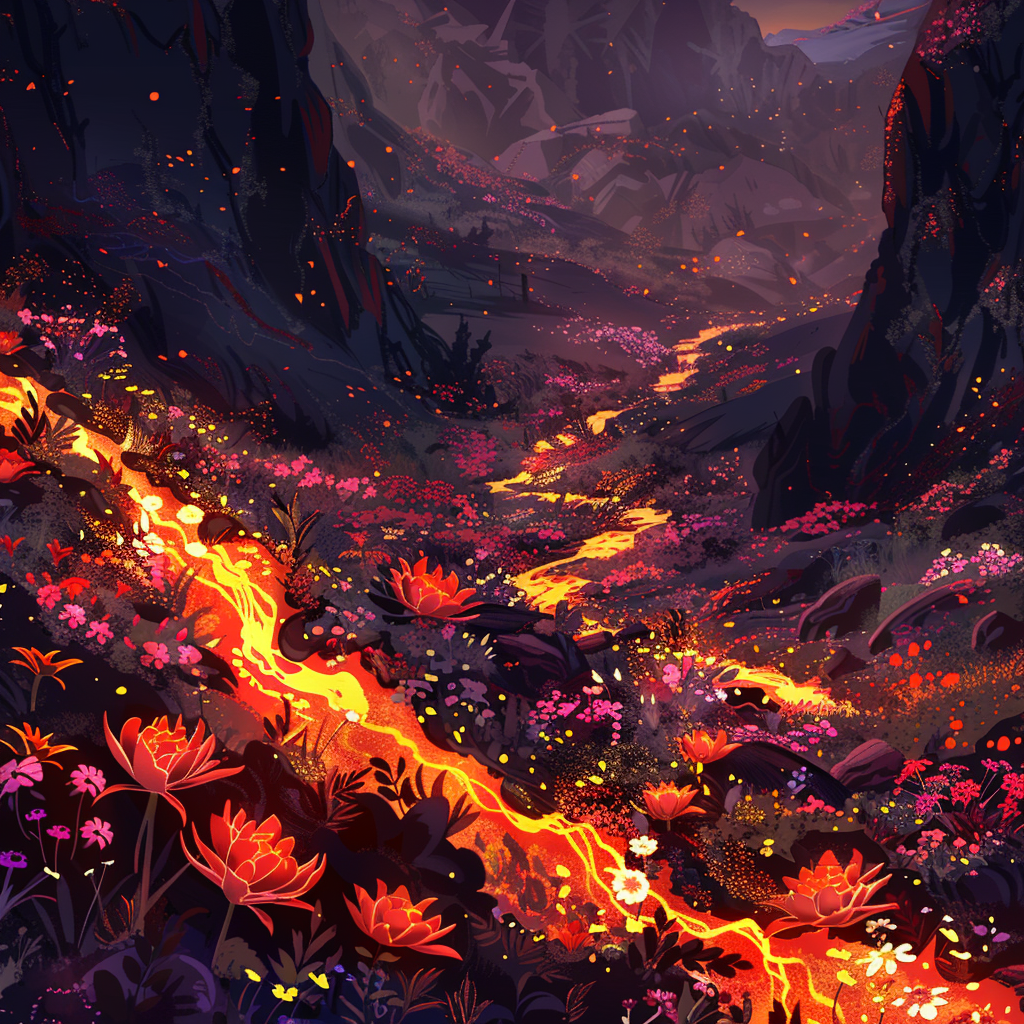 Bloom and eruption - Framed Canvas - Print on demand