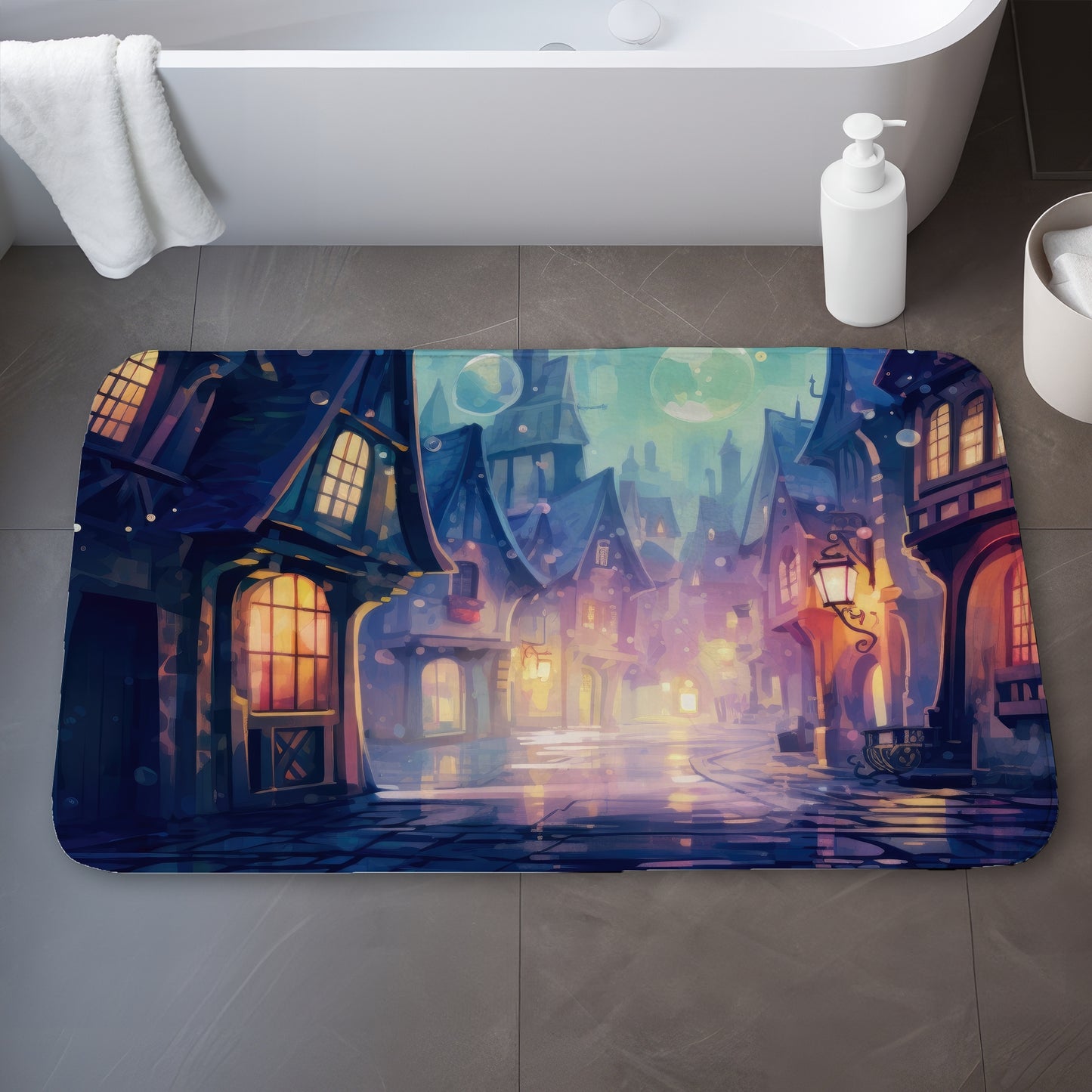 Bubble ville - 17"x24" Bath mat