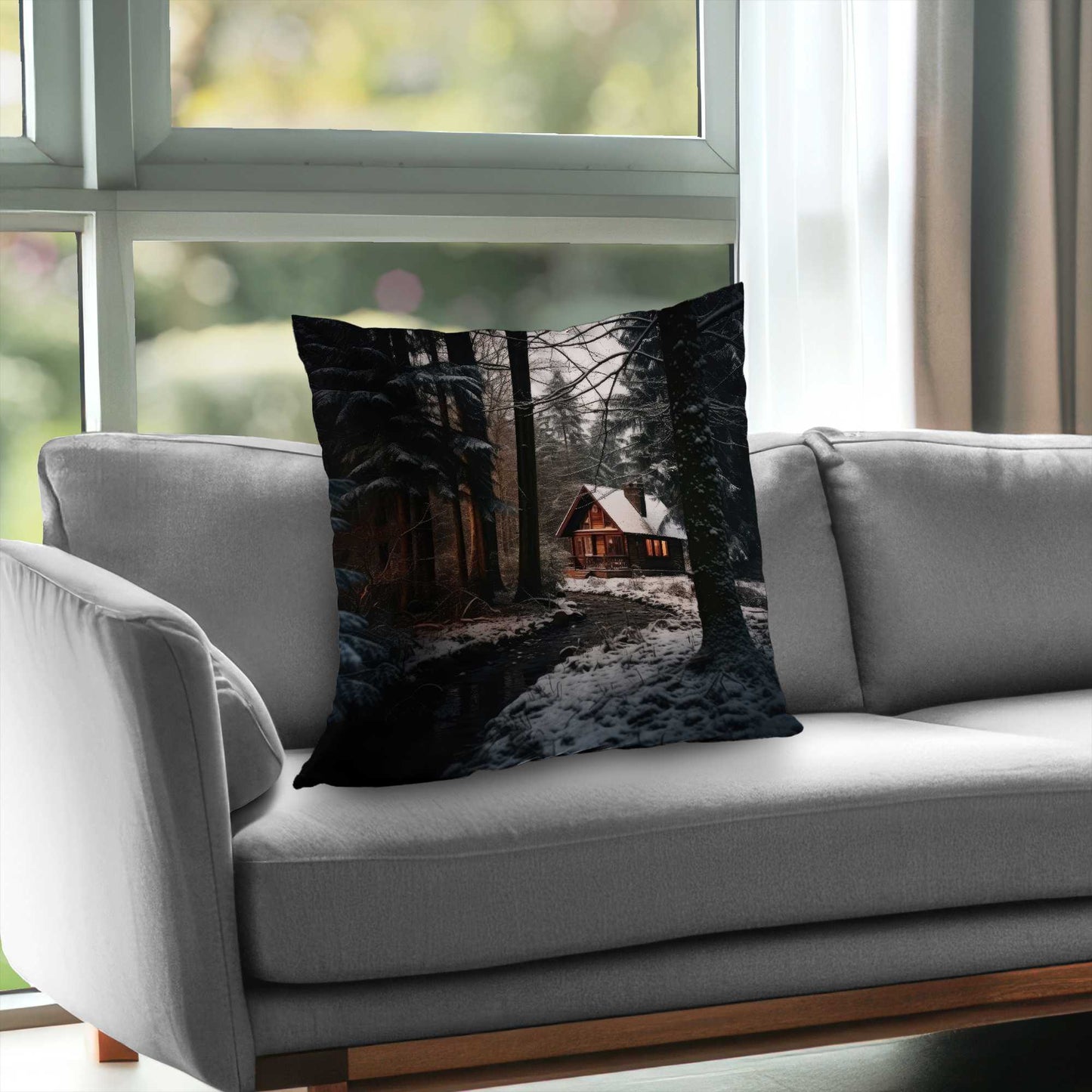 Coussin décoratif en sergé de polyester « Au bord de la rivière » | Décoration d'intérieur élégante