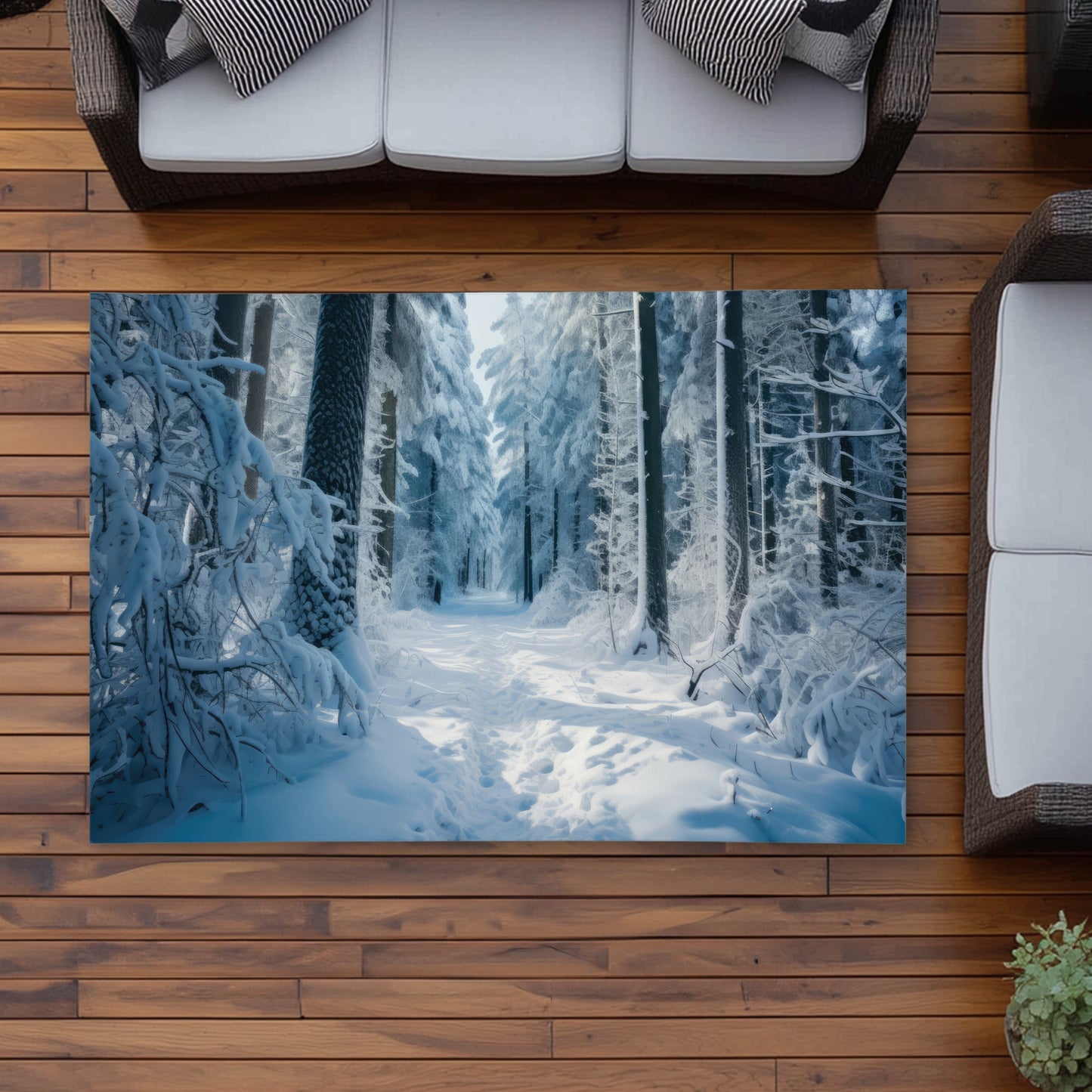 Cold forest White Outdoor Area Rug for Home Decor - Stylish