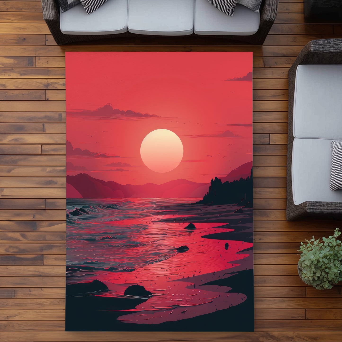 Red sky Outdoor Area Rug - Stylish Red Home Decor Accent