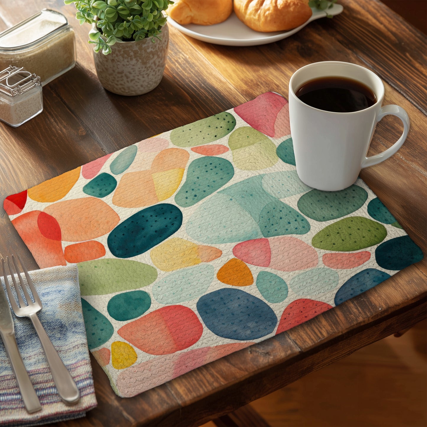 Seedy shapes - 14"x18" Braided Polyester Placemat
