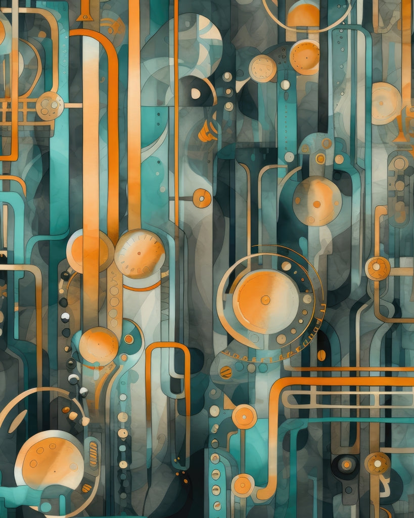 Astrological machinery - Framed Canvas - Print on demand