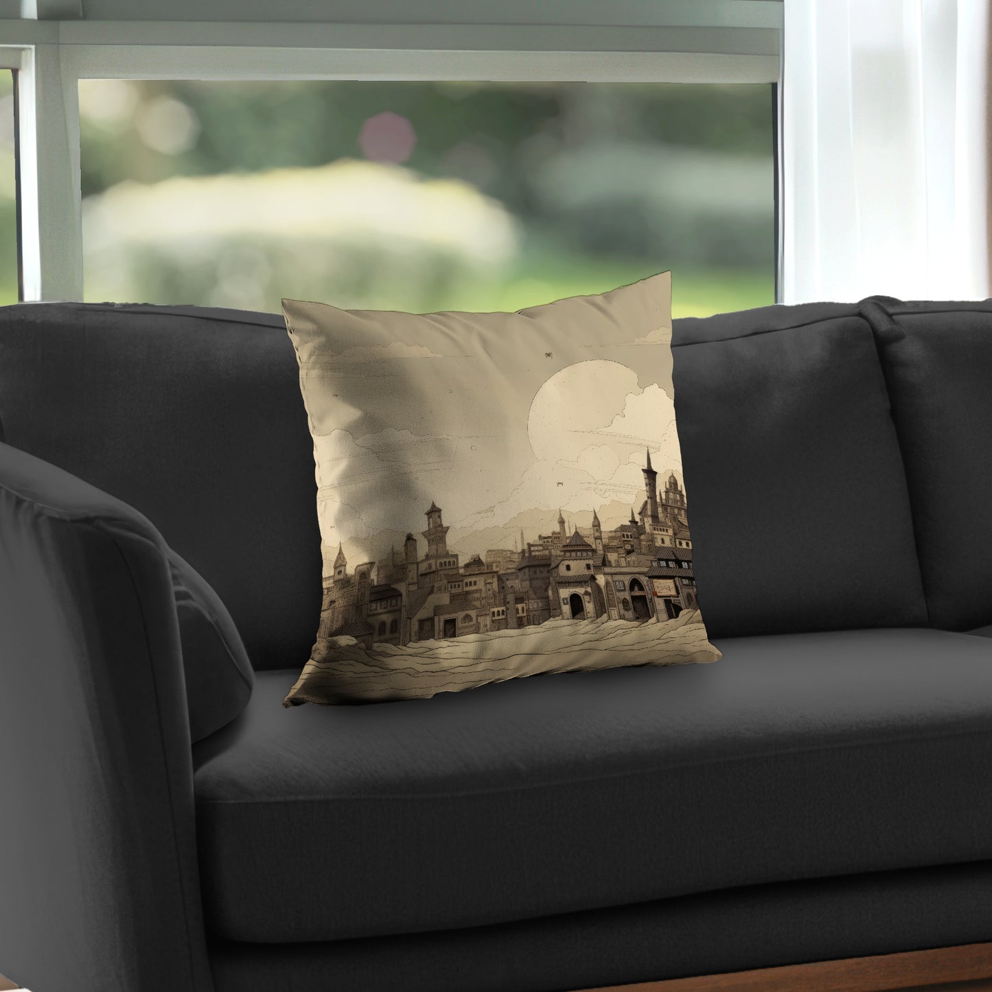 Desert Town Gray Poly Twill Throw Pillow Insert for Home Decor