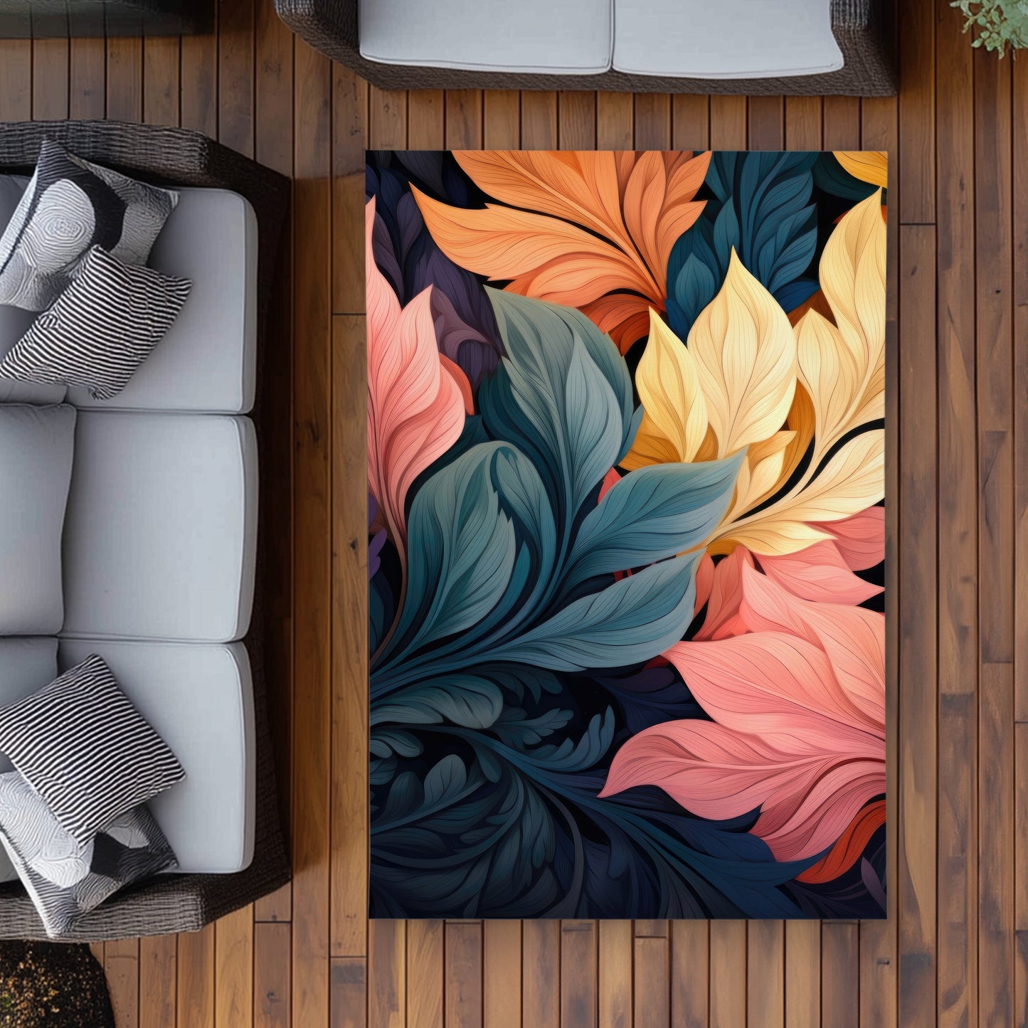 Pastel Bloom Coral Outdoor Area Rug | Home Decor Accent