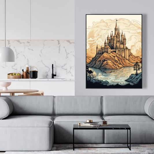 Château légendaire - Toile encadrée 91 x 122 cm