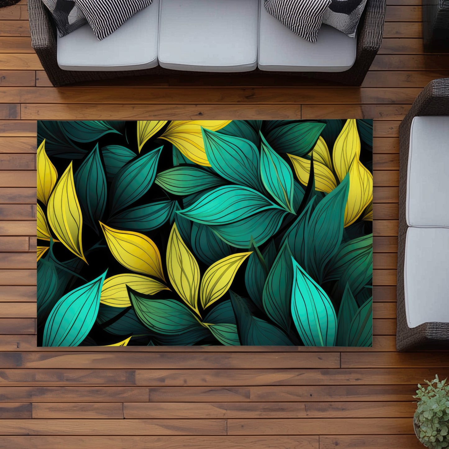 Potent Aroma Turquoise Outdoor Area Rug for Home Decor
