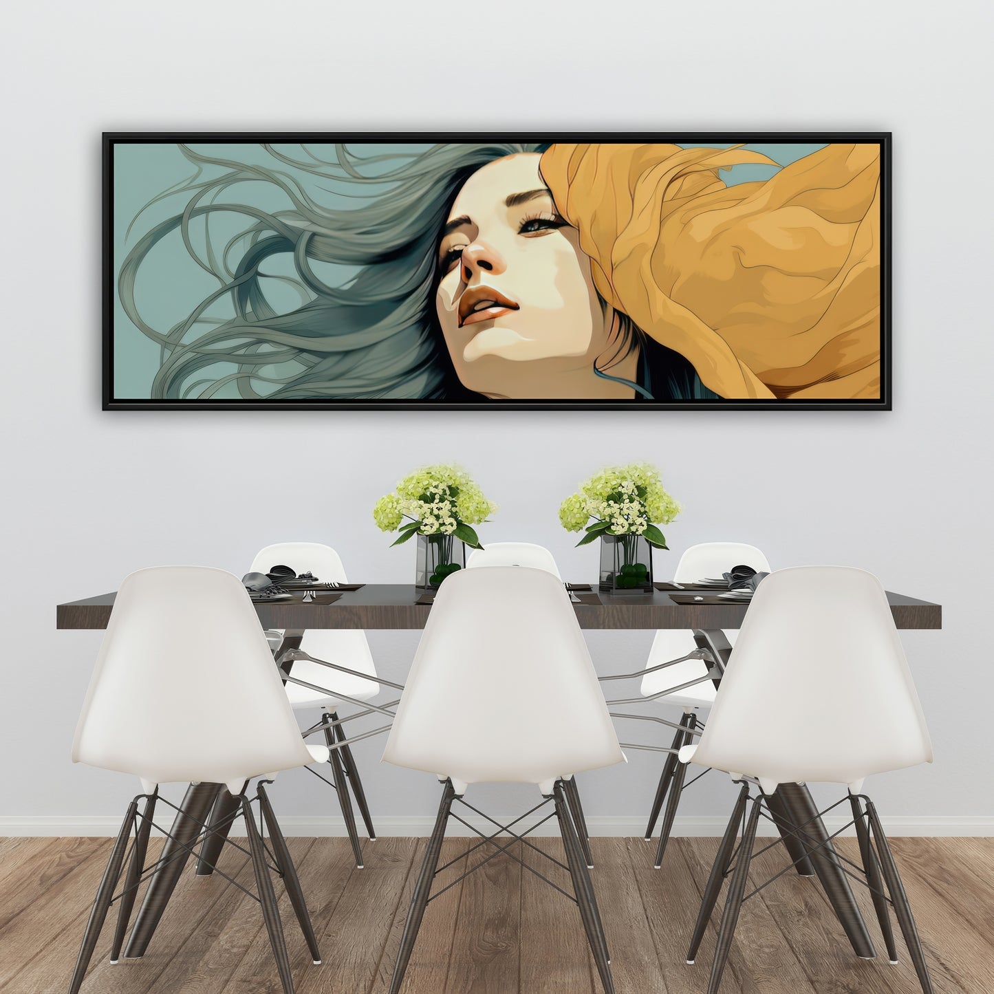 Sensual Flow - Turquoise Framed Canvas for Home Decor