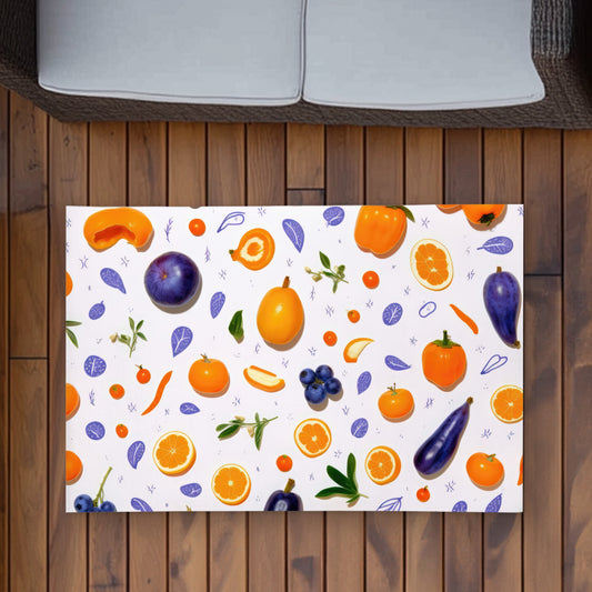 Tapis d'extérieur orange et violet - Décoration d'intérieur blanche