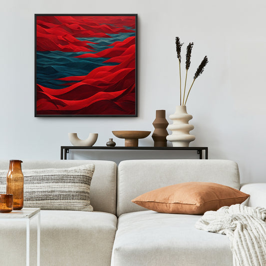 Red Sea - Red Framed Canvas Art for Home Decor
