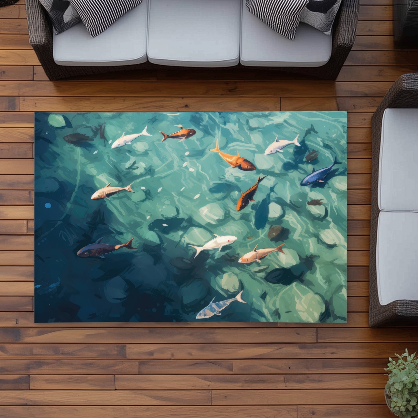 Caustic Fish Orange Outdoor Area Rug | Home Decor Essential