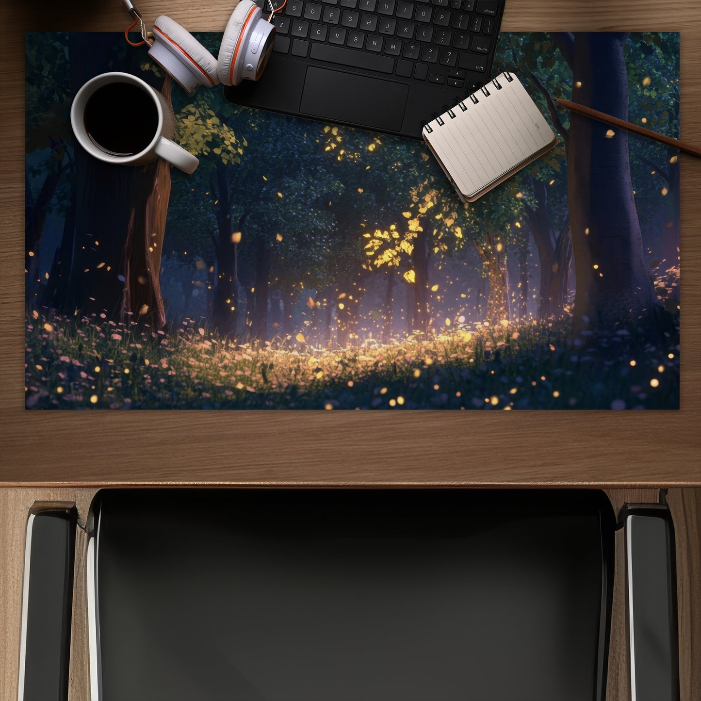 Glowing leaves - Desk Mat