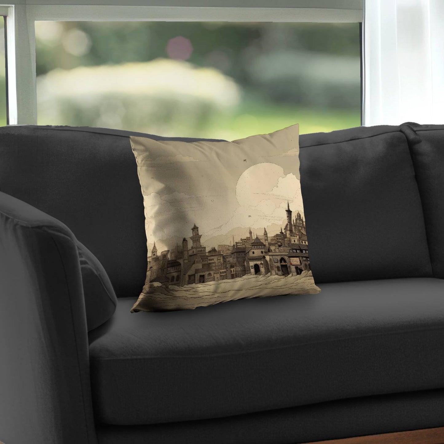Desert Town Gray Poly Twill Throw Pillow Insert for Home Decor