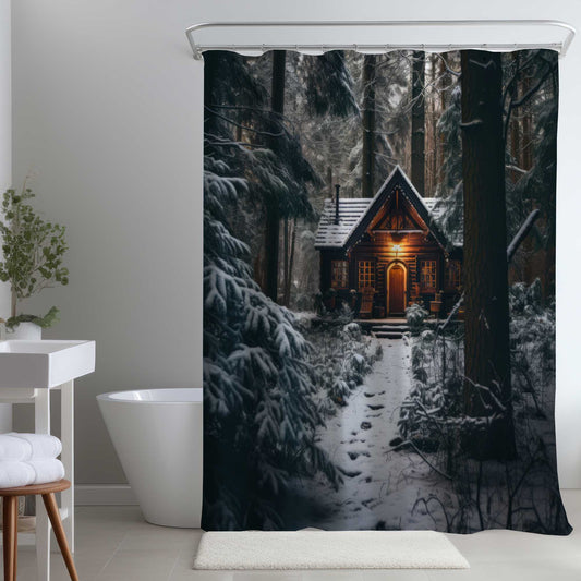 Rideau de douche La Cabane Solitaire | Décoration de salle de bain rustique