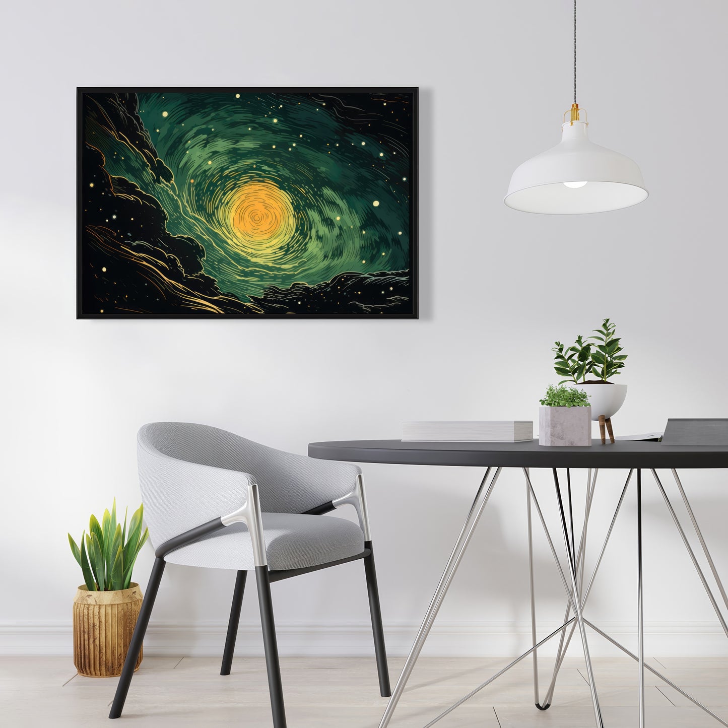 Turmoil in space - Framed Canvas - Print on demand