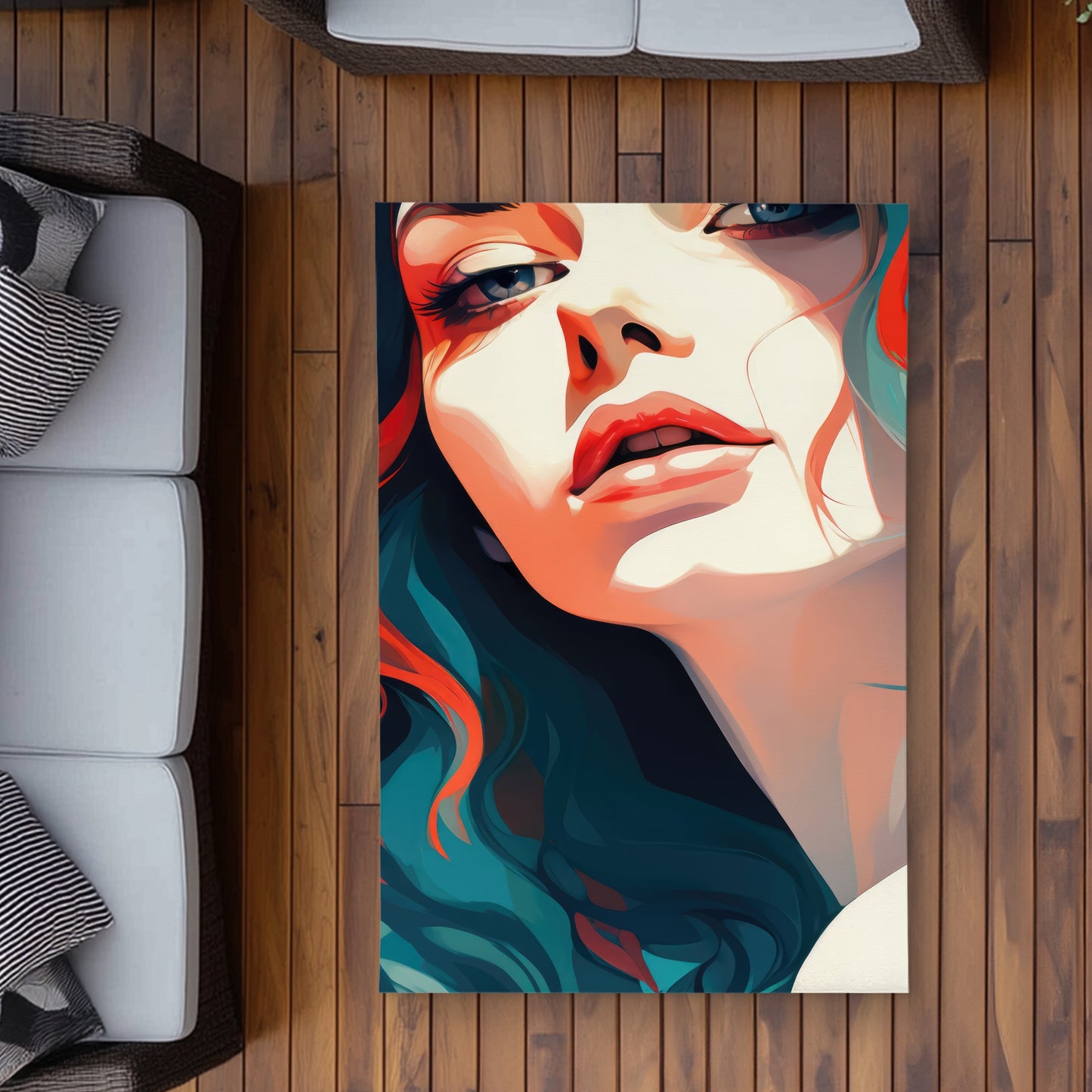 Dangerous Lips - Blue Outdoor Area Rug for Home Decor