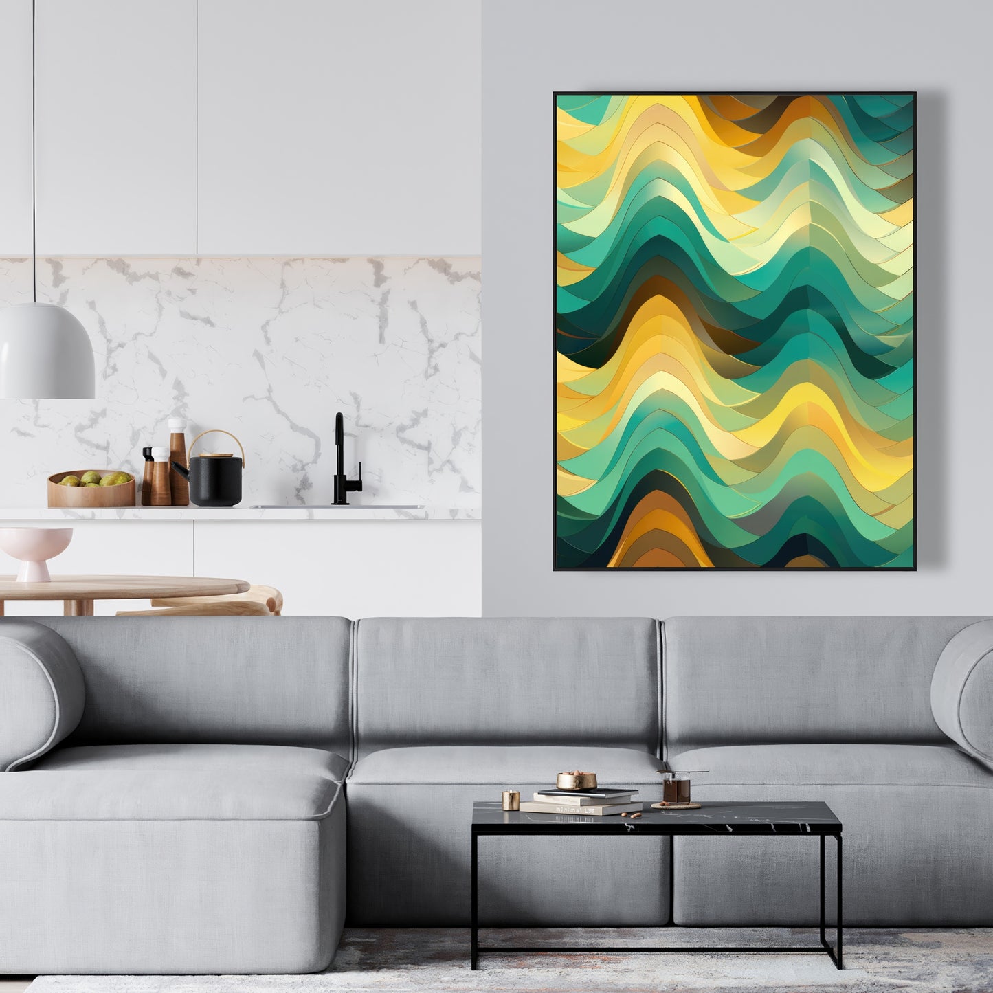 Jagged Luxury - Yellow Framed Canvas for Home Decor