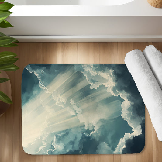 Beam of Light - White Bath Mat for Elegant Home Decor