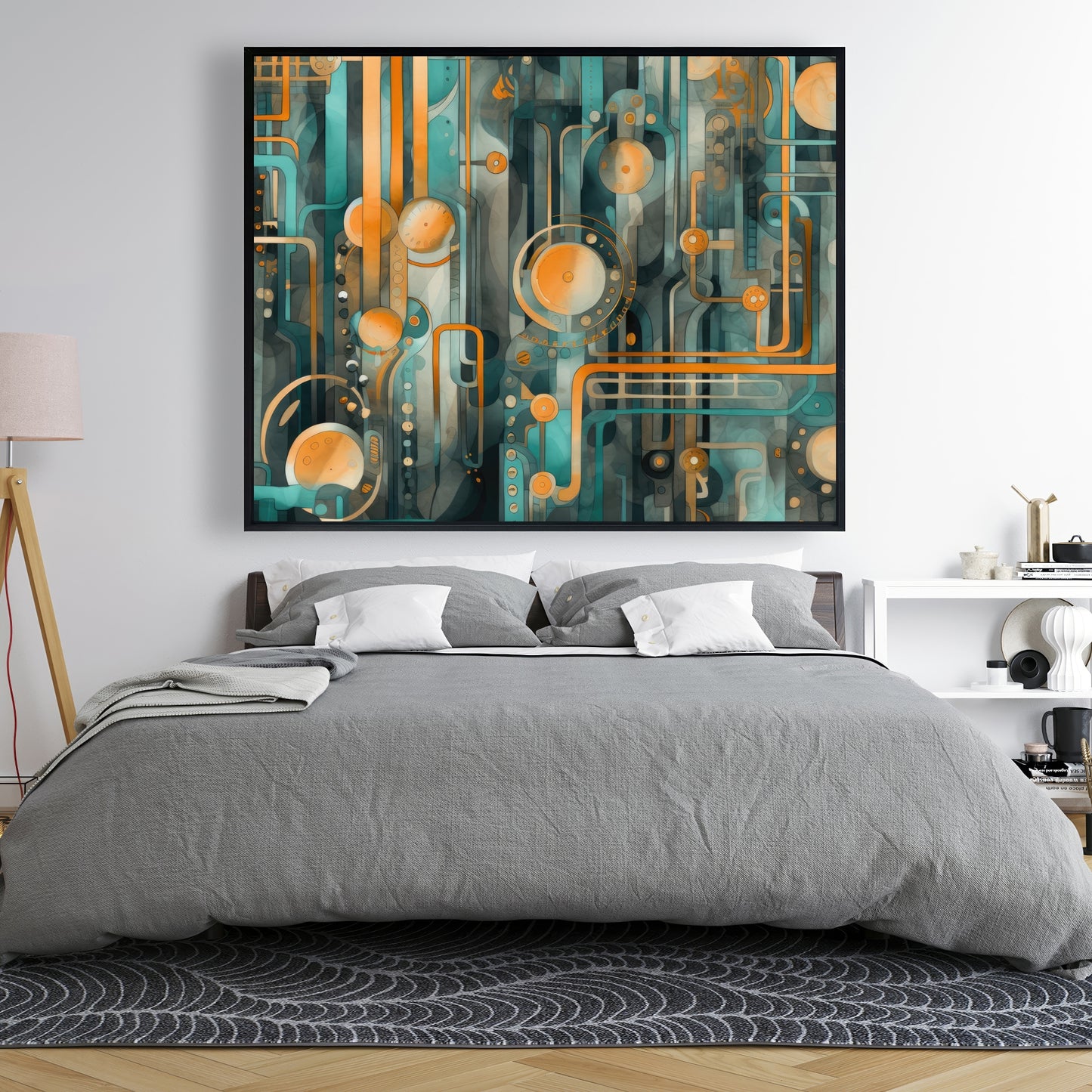 Astrological machinery - Framed Canvas - Print on demand