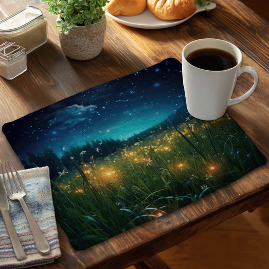 Fireflies at Night - Yellow Braided Polyester Placemat | Decor