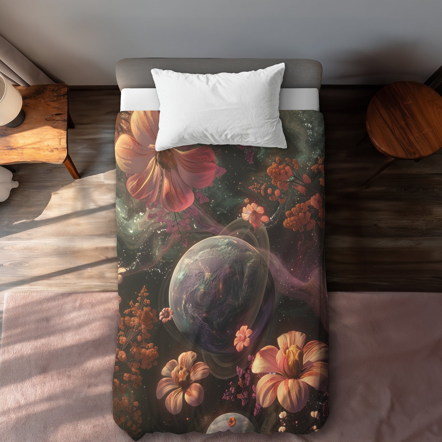 Flower space - 88"x88" Duvet Cover