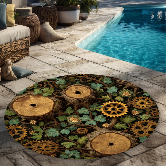 Hiding gears Round Outdoor Area Rug for Home Decor - Stylish