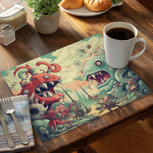 Two Titans White Polyester Placemat | Home Decor Essential