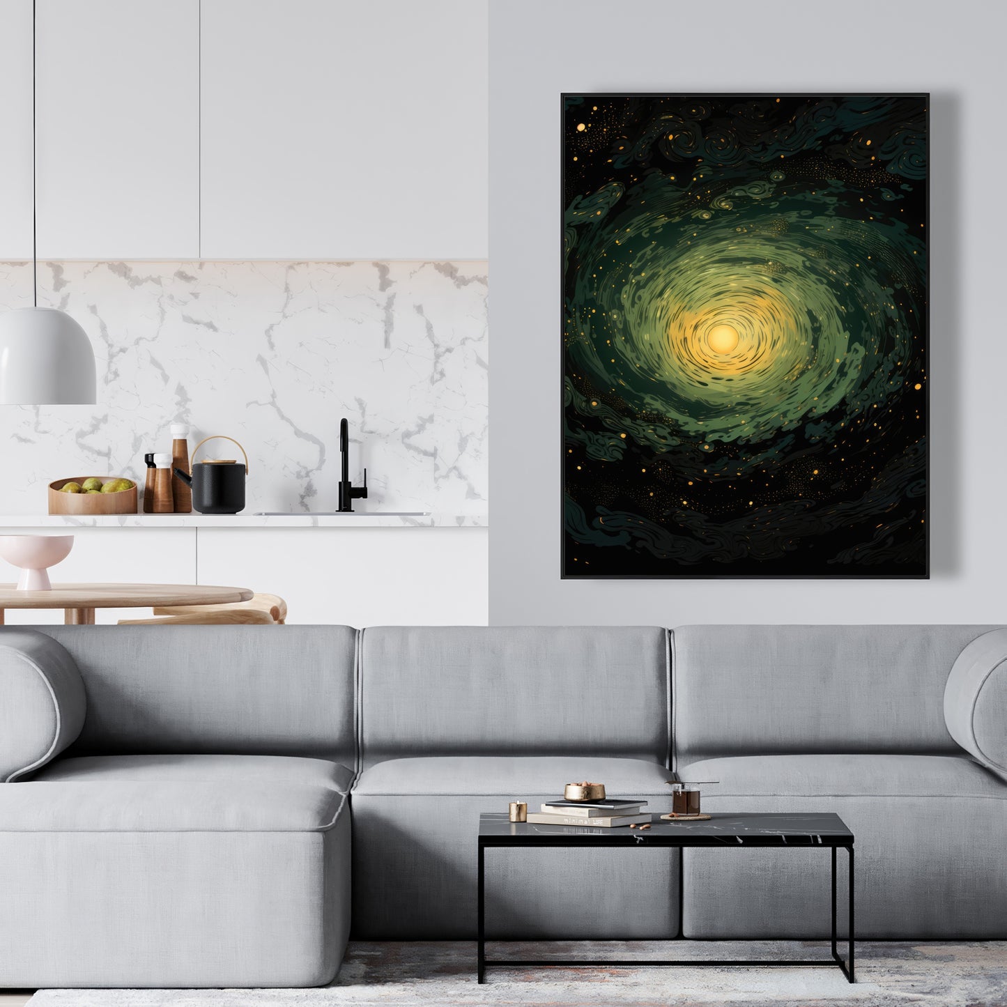 Swirling gases - Black framed canvas for home decor elegance