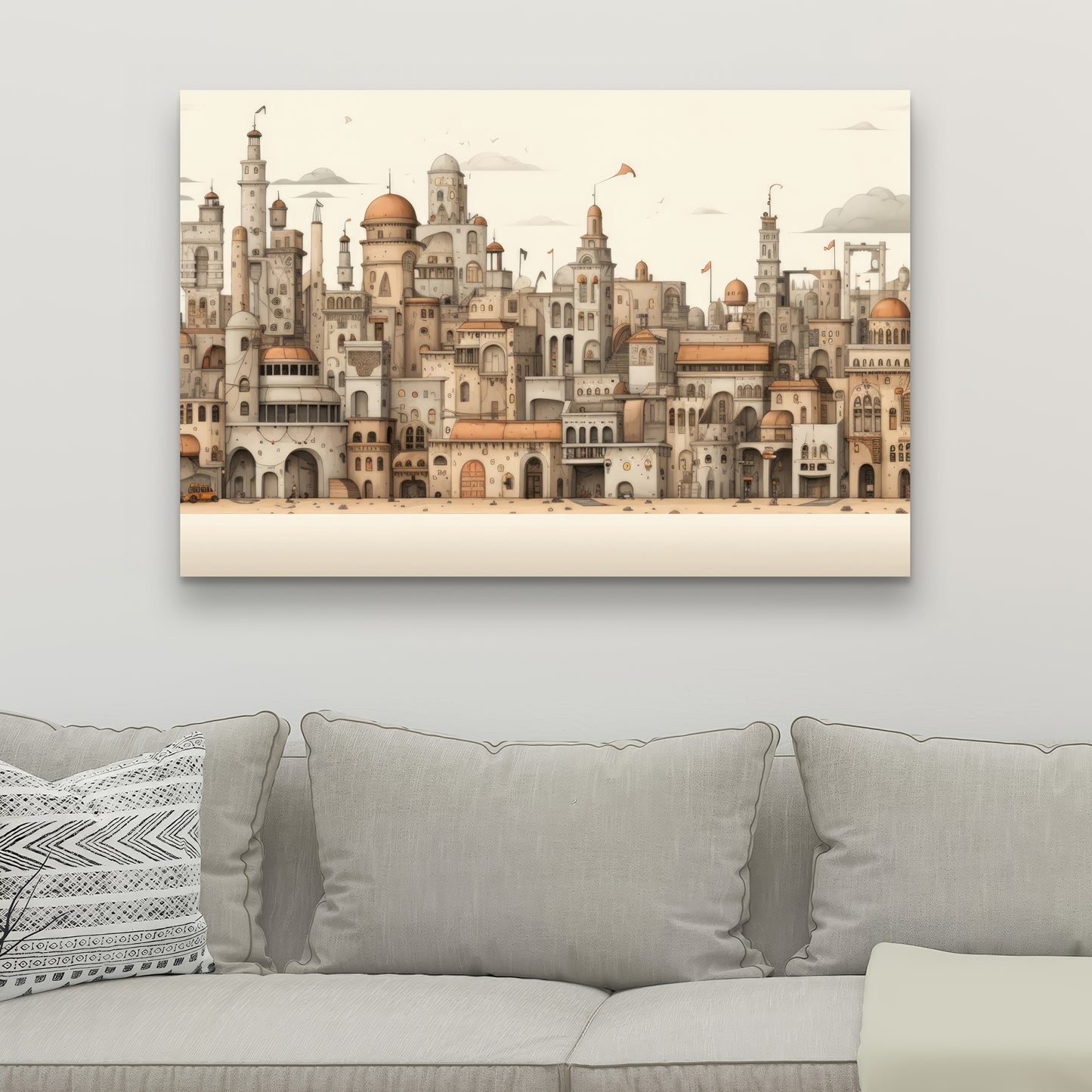 The Old Town - Brown Canvas Art for Home Decor | Stylish Wall Art