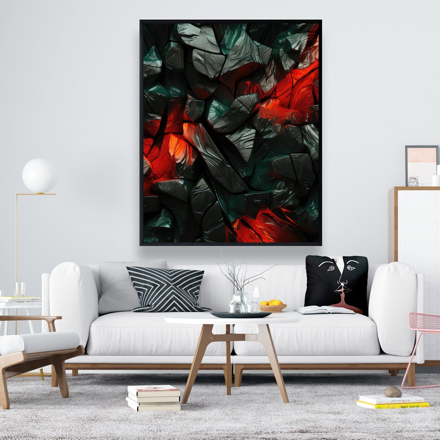 Hiding Under - Red Framed Canvas for Home Decor | Stylish Art