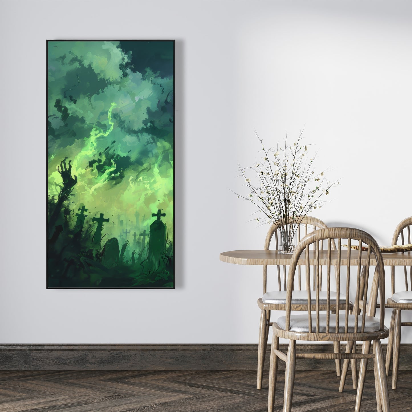 Reaching Hell - Turquoise Framed Canvas | Home Decor Art