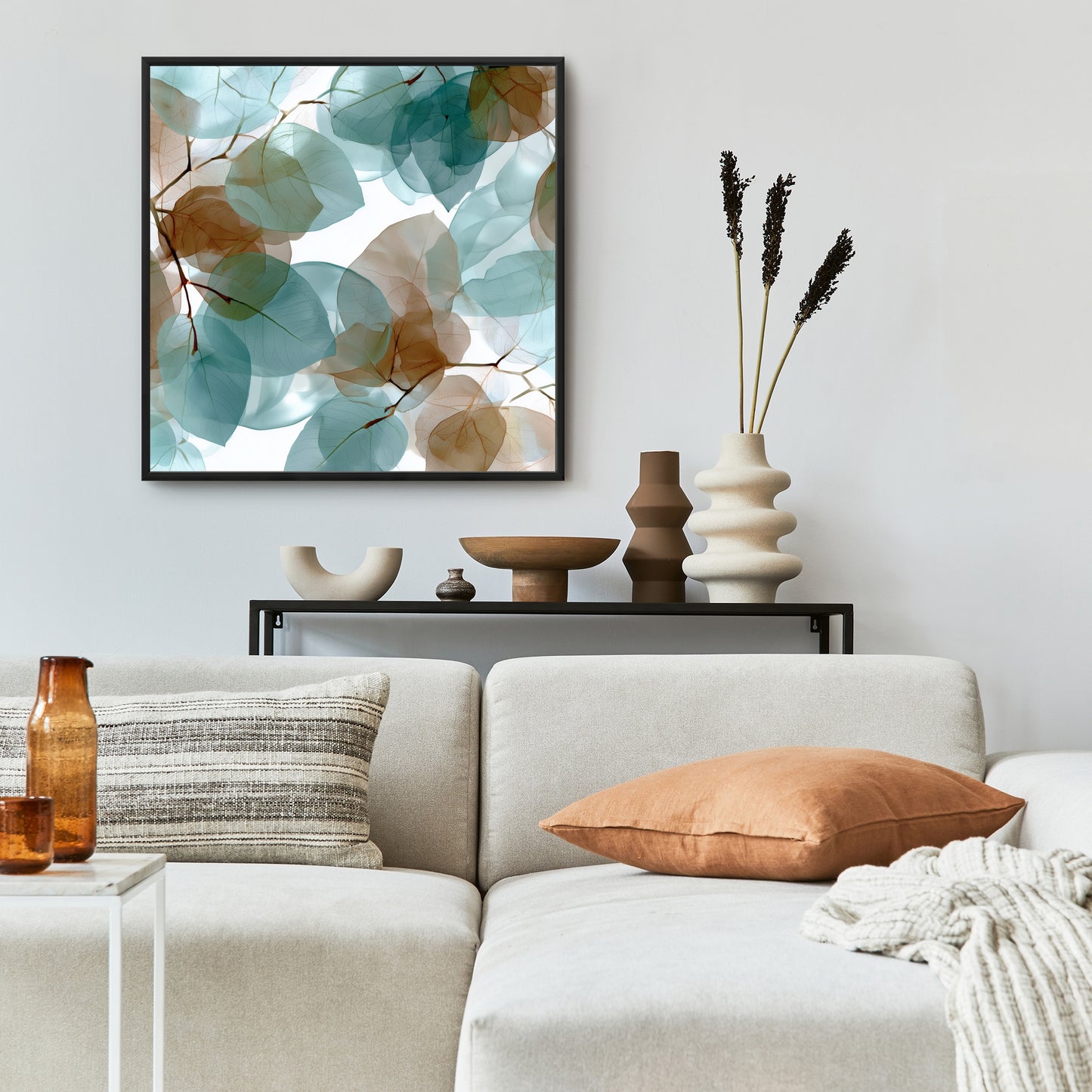 Translucent leaves - 24"x24" Framed canvas