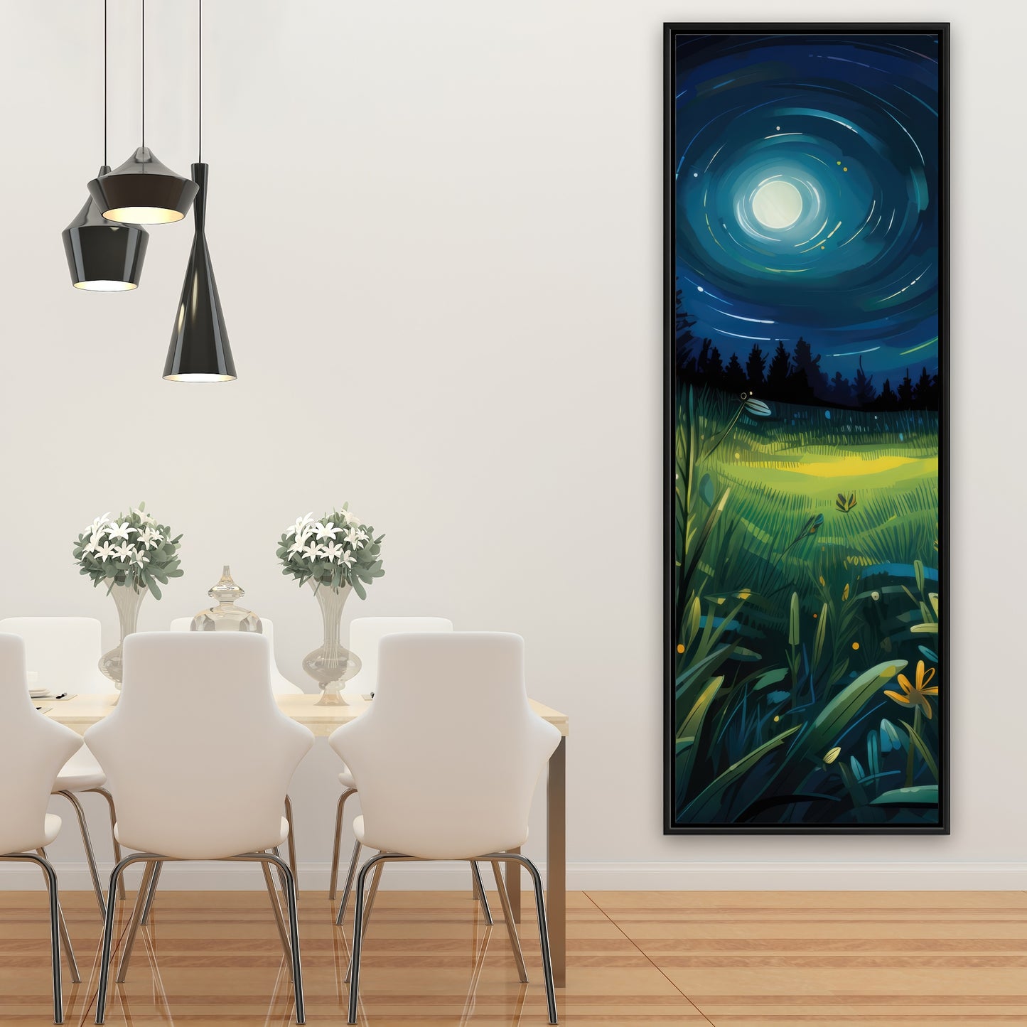 Between grass blades - Framed Canvas - Print on demand