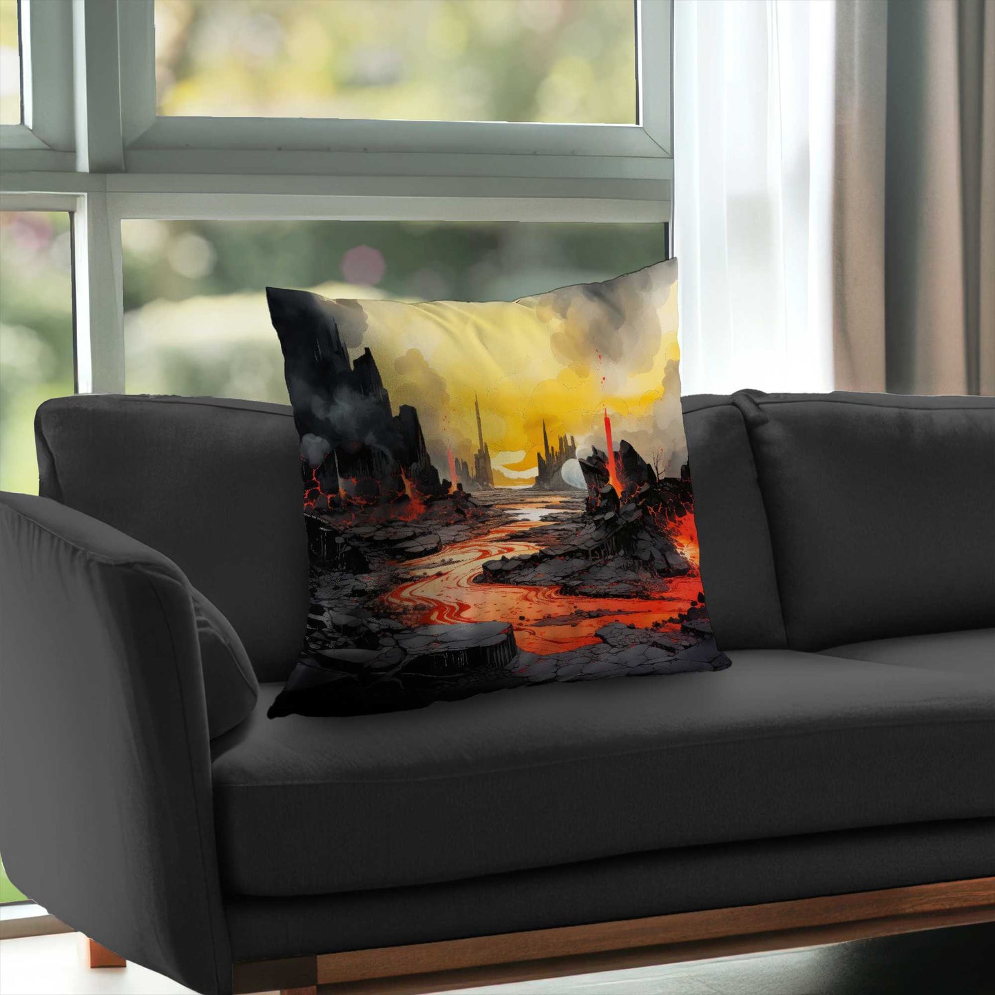 Coussin décoratif en sergé de polyester carbonisé - Accessoire de décoration élégant pour la maison