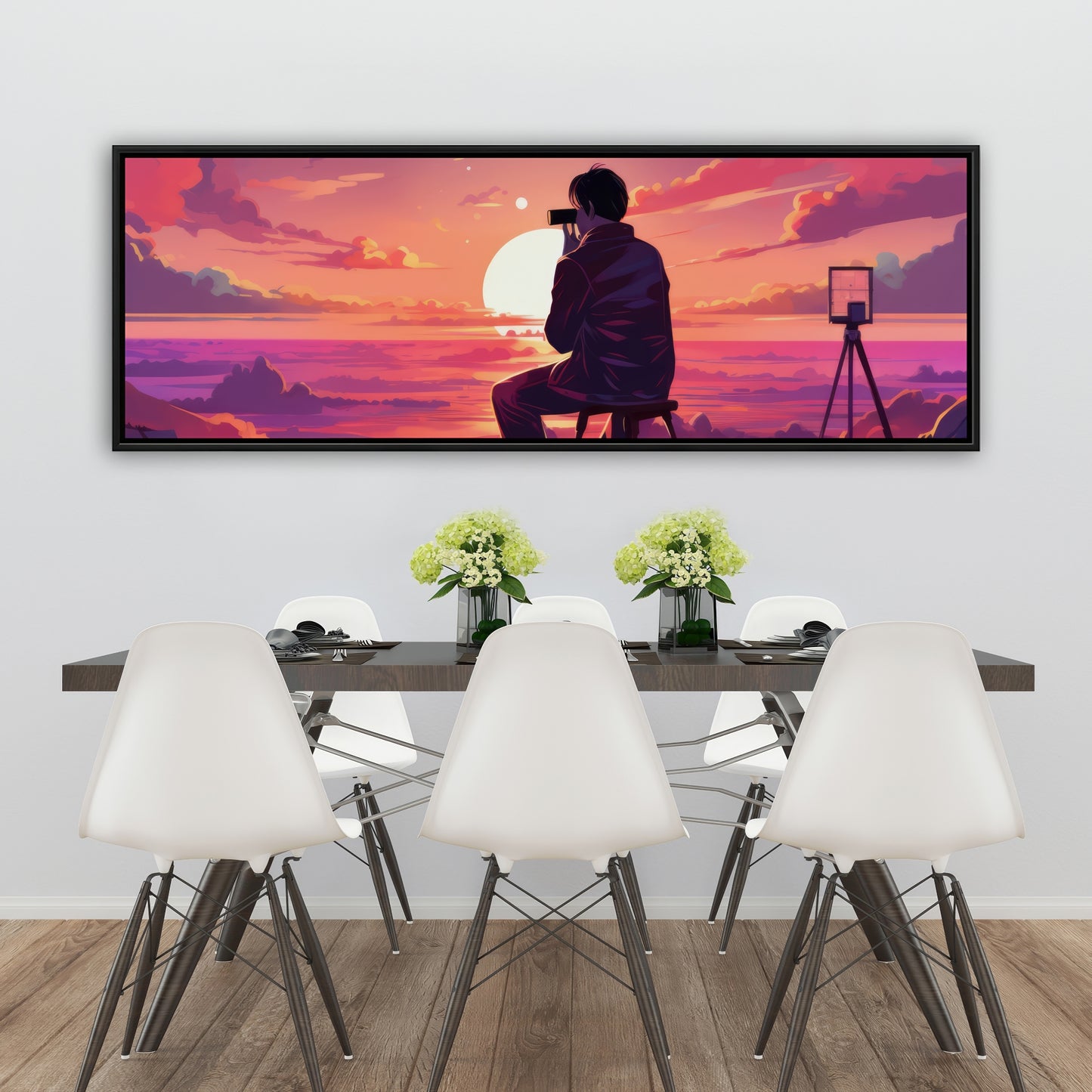 The Observer - Blue Framed Canvas Art for Home Decor