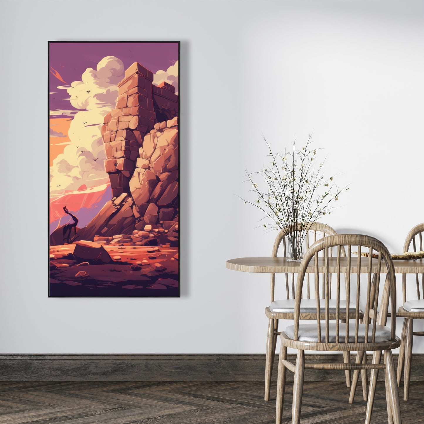 Standing Above - Orange Framed Canvas for Home Decor