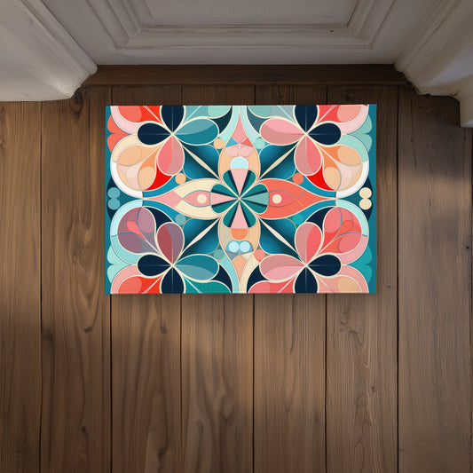 Paillasson d'intérieur ou d'extérieur rose mandala | Essentiels de décoration