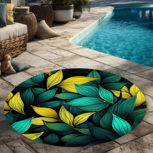 Potent aroma Black 5' Round Outdoor Area Rug for Home Decor
