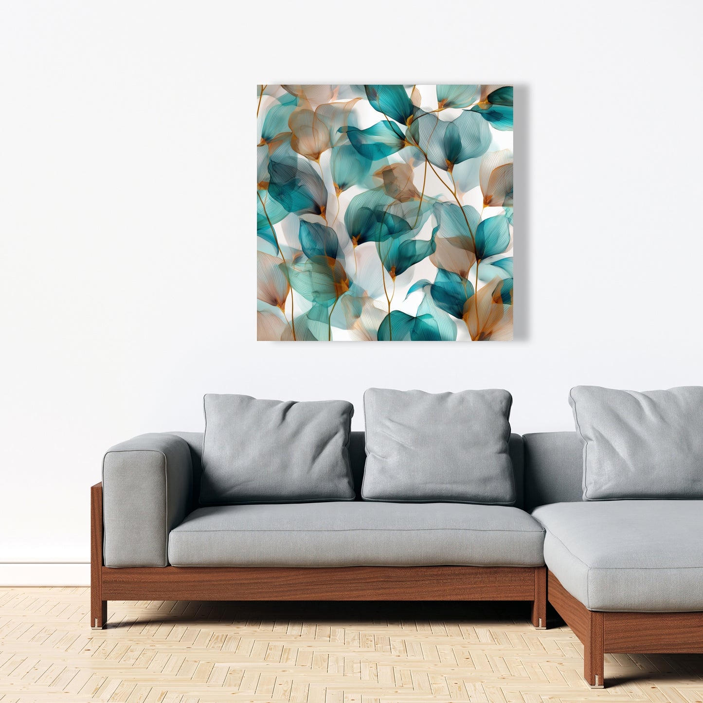 Teal and brown - 32"x32" Canvas