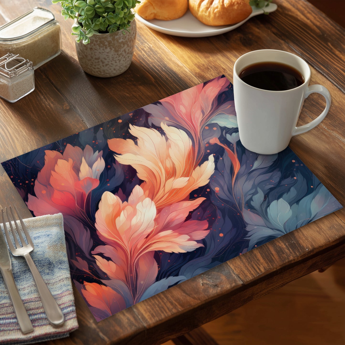 Ethereal Orange Polyester Placemat for Home Decor - Stylish Accent